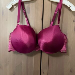 Cacique Satin Full-Coverage Bra in Deep Magenta